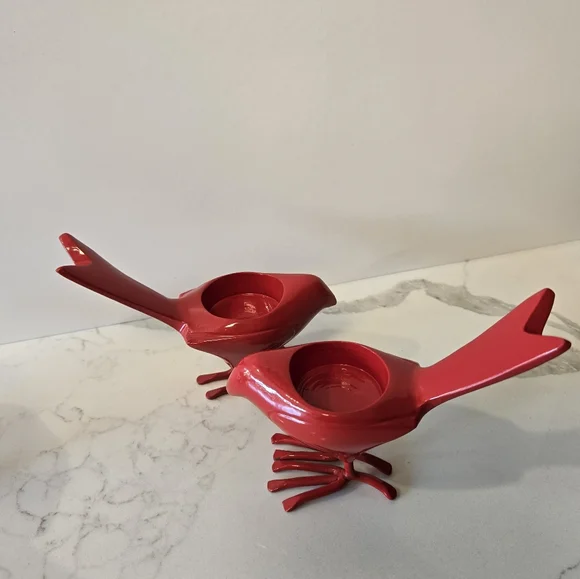 Set of 4 Vintage CB2 Red Chick Iron Tea Light Candle Holders or Votive Holders - Picture 5 of 5